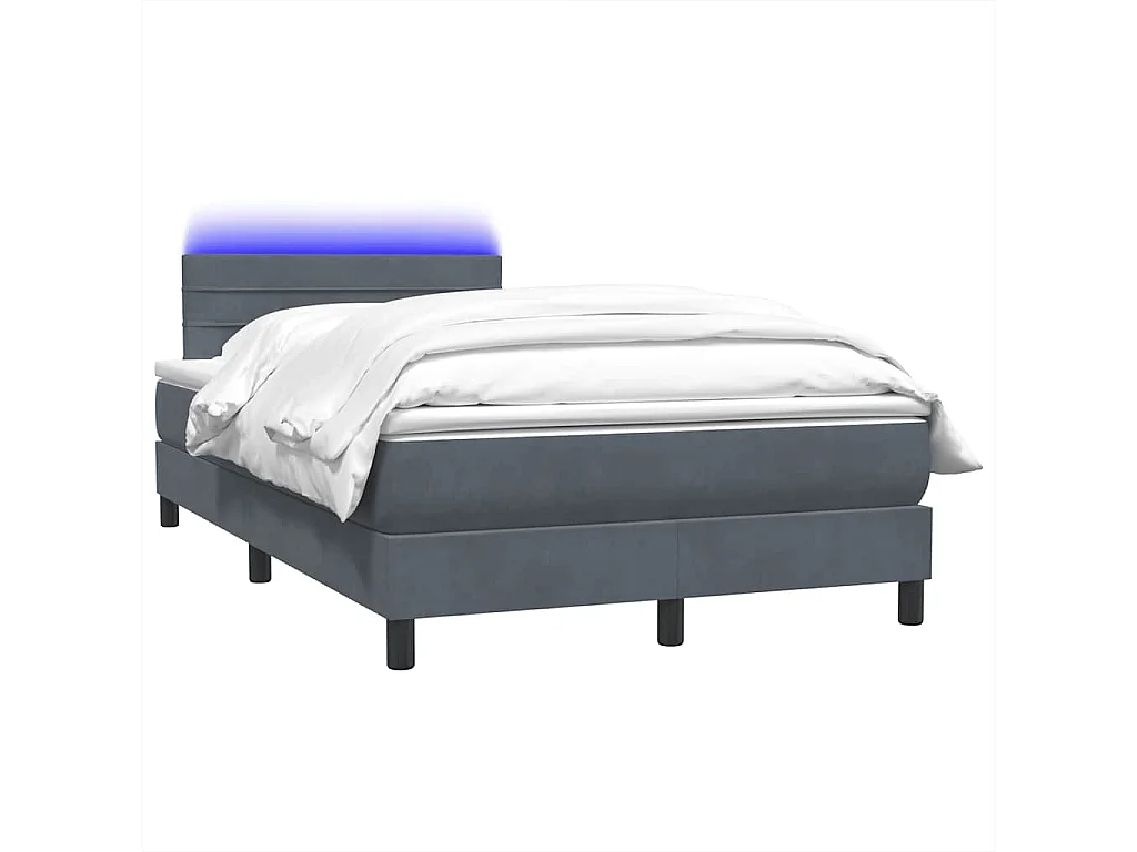 Cama com molas/colchão 120x210 cm veludo cinzento-escuro