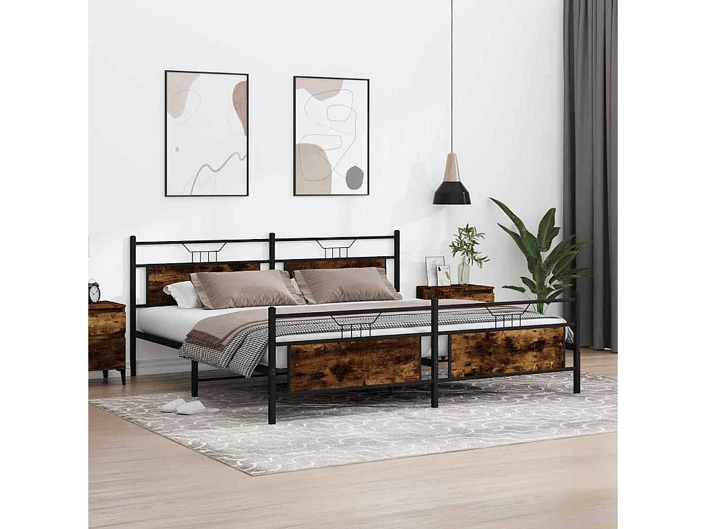 Bedframe zonder matras metaal gerookt eikenkleurig 200x200 cm