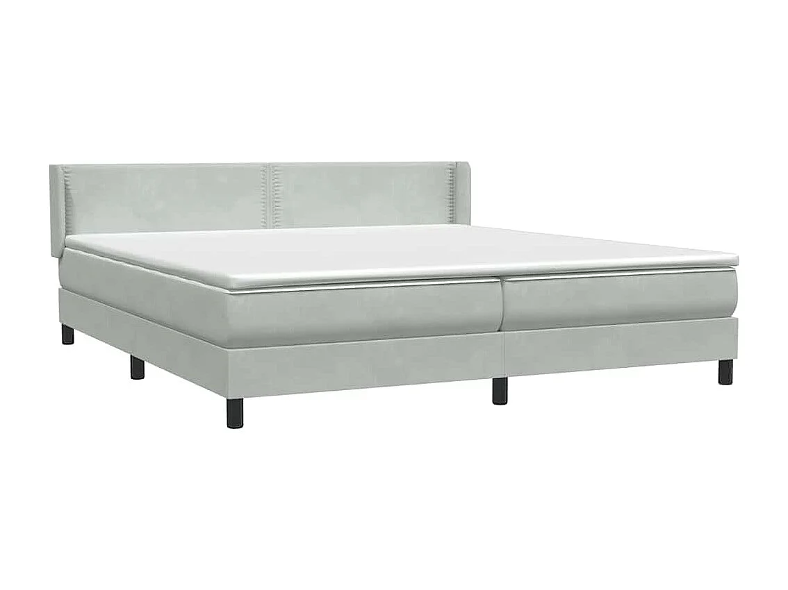 Cama box spring con colchón terciopelo gris claro 180x220 cm