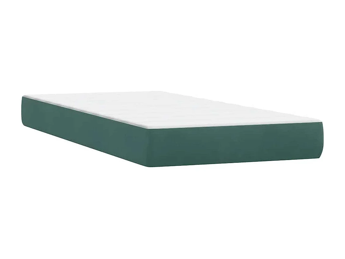 Cama box spring con colchón terciopelo verde oscuro 90x210 cm