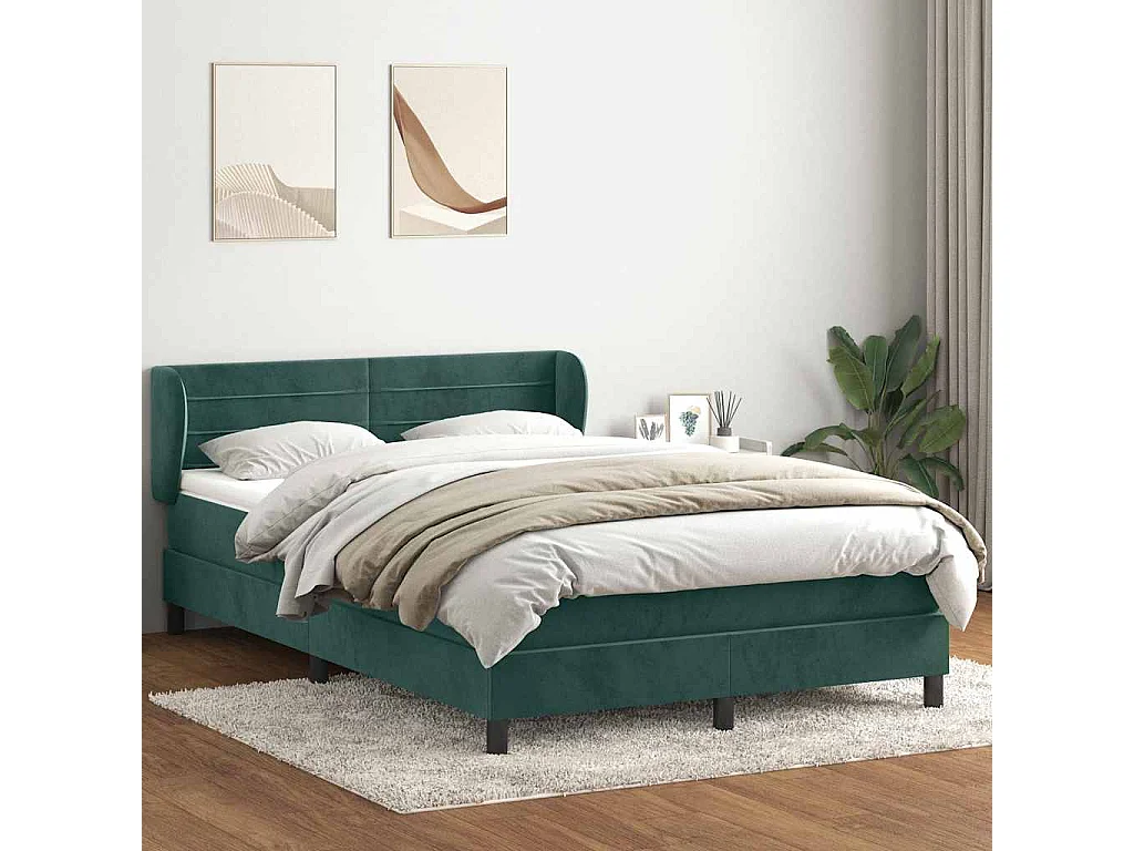 Sommier à lattes de lit et matelas vert foncé 160x210cm velours
