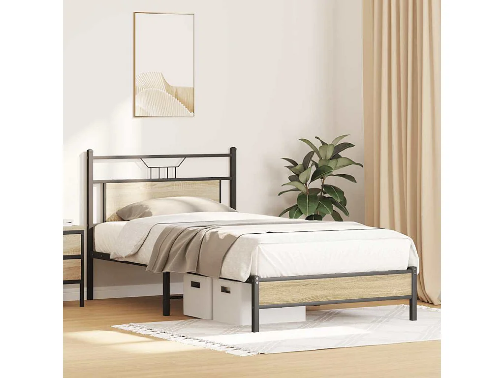 Cadre de lit sans matelas chêne sonoma 100x200 cm