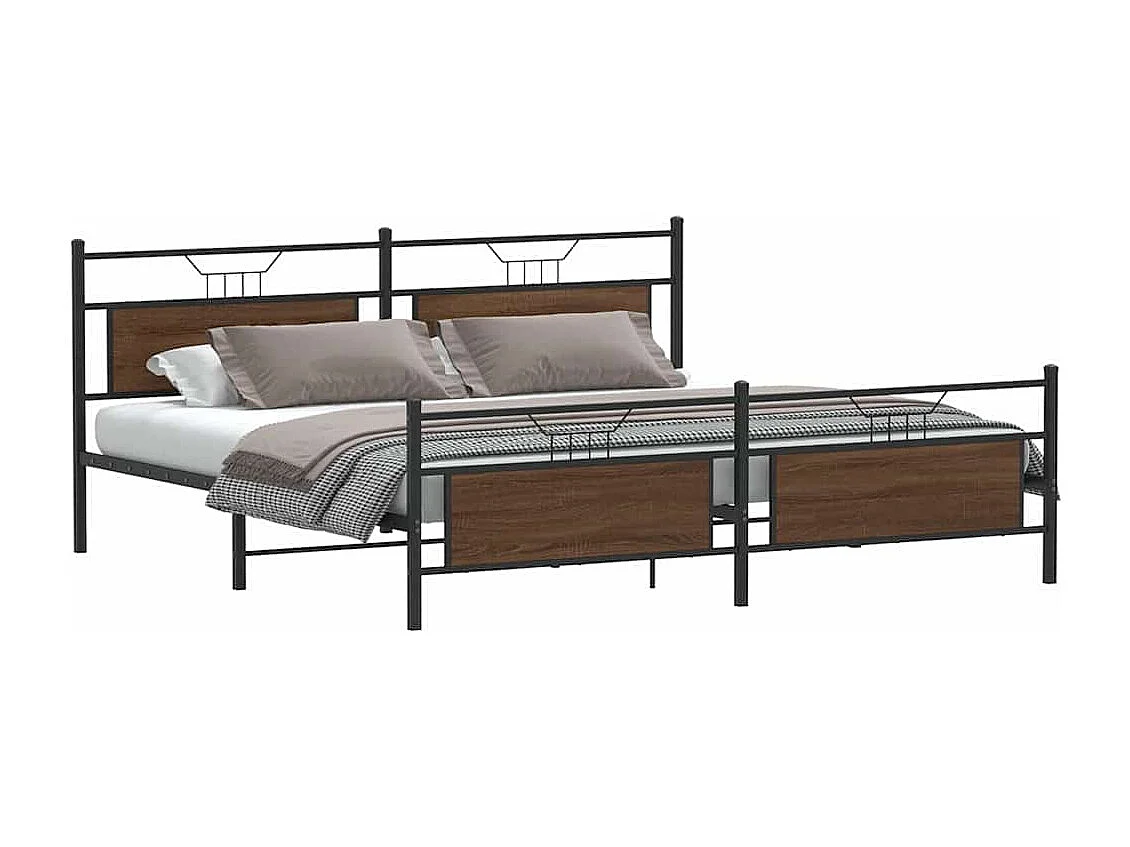 Estructura de cama sin colchón metal roble marrón 200x200 cm