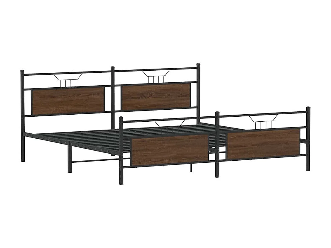 Estructura de cama sin colchón metal roble marrón 200x200 cm
