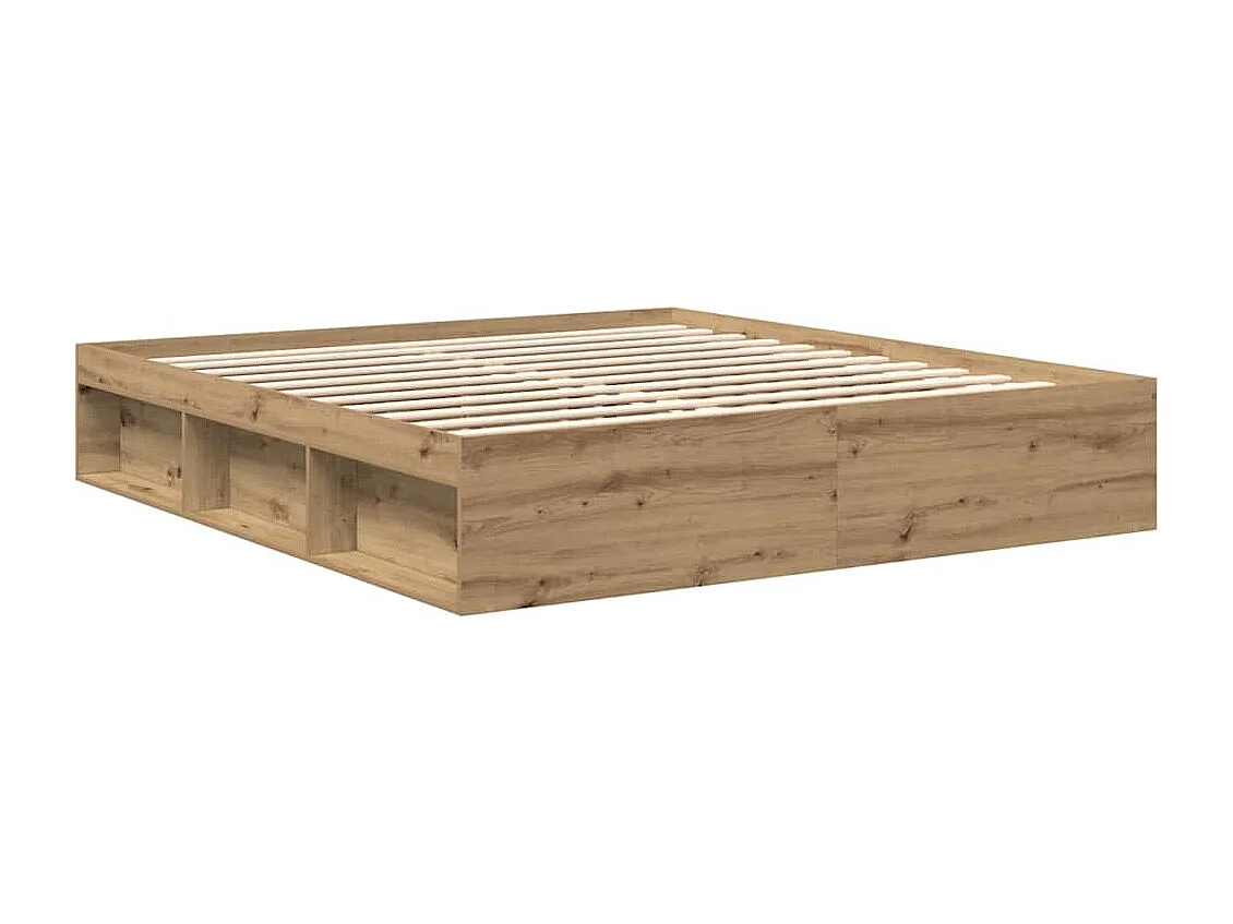 Cadre de lit sans matelas chêne artisanal 200x200 cm