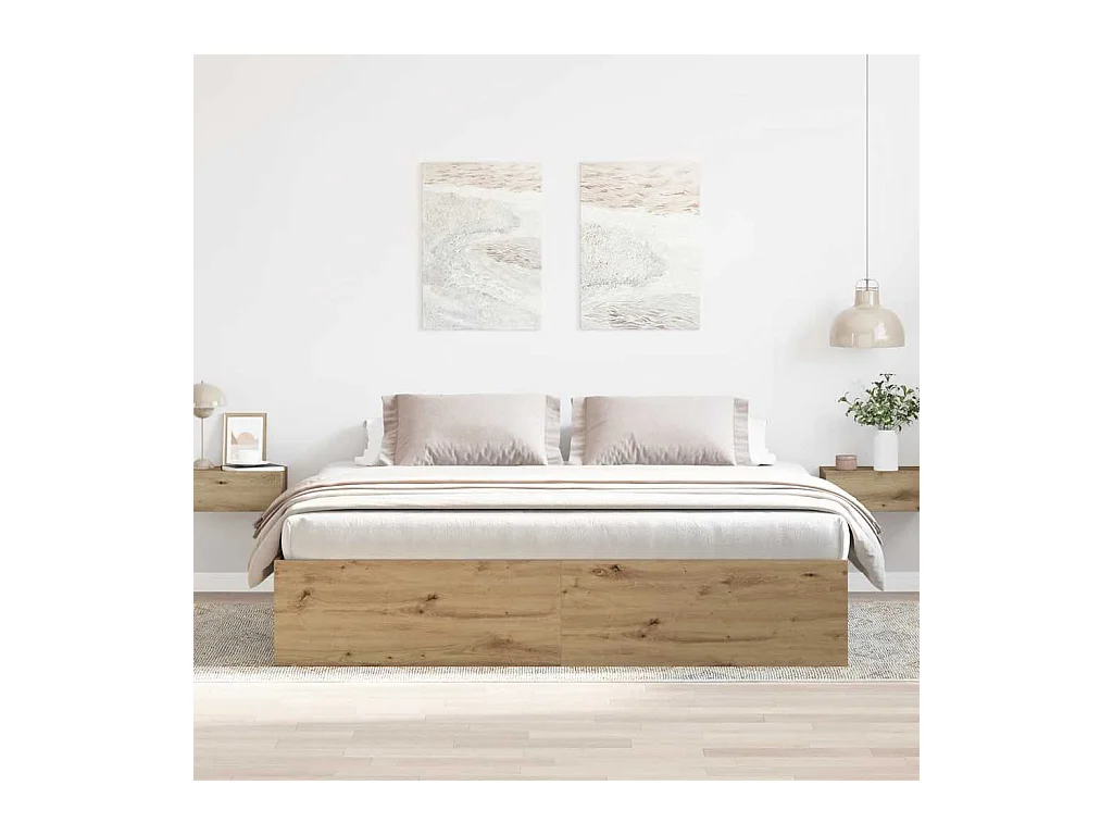 Cadre de lit sans matelas chêne artisanal 200x200 cm