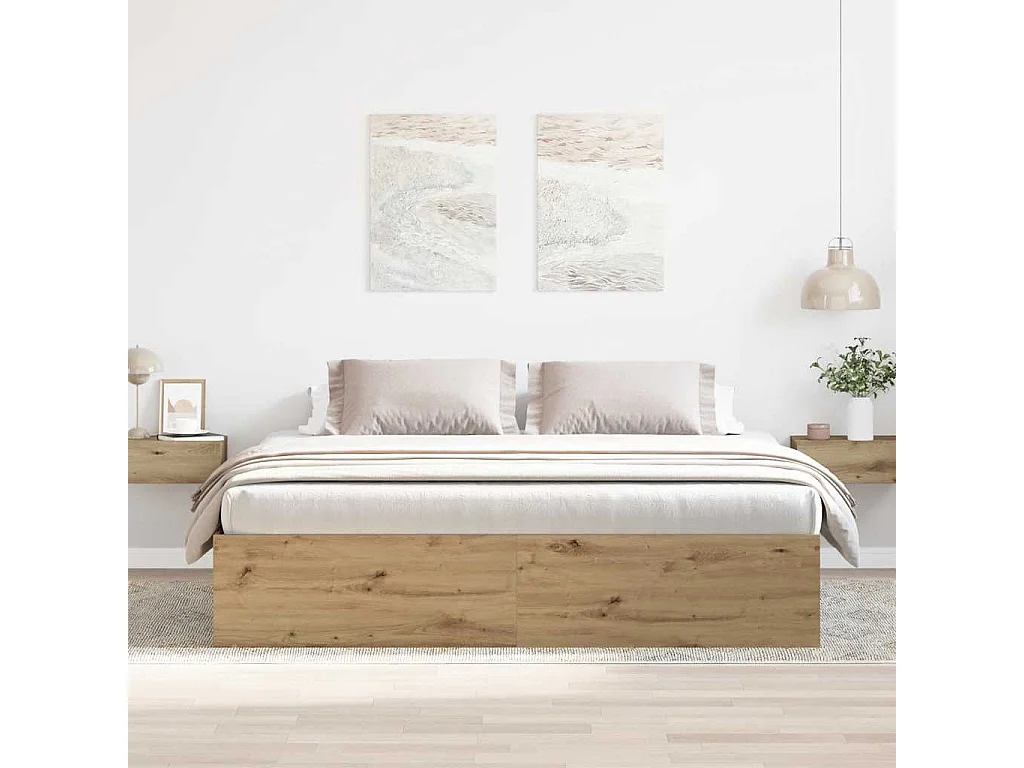 Cadre de lit sans matelas chêne artisanal 200x200 cm