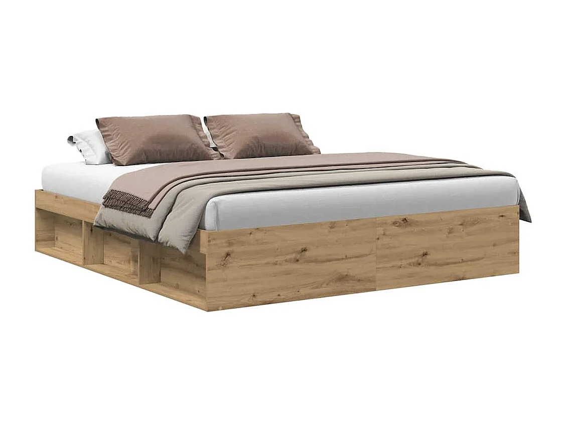 Cadre de lit sans matelas chêne artisanal 200x200 cm
