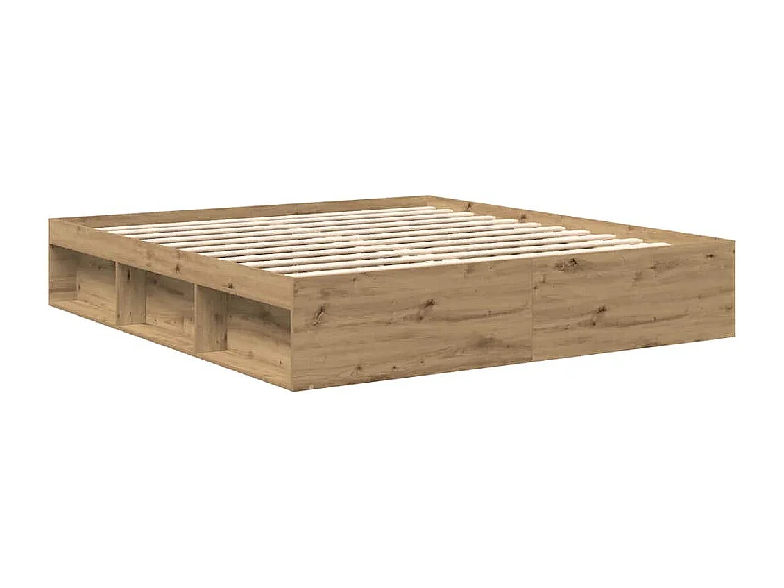 Cadre de lit sans matelas chêne artisanal 200x200 cm
