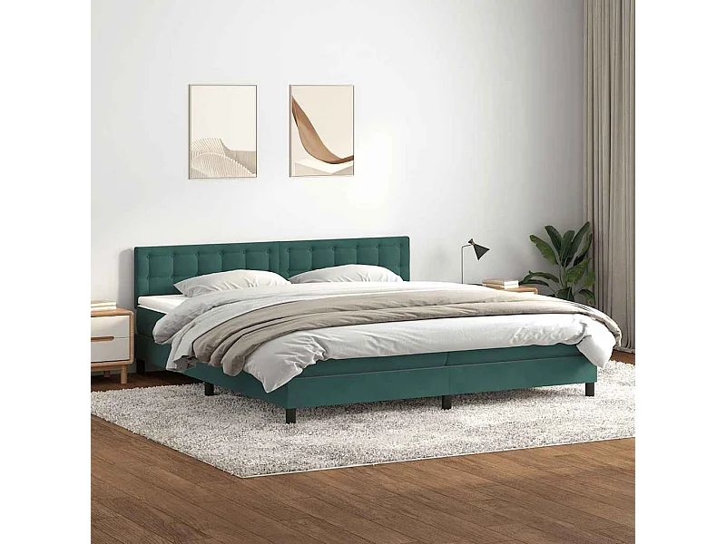 Sommier à lattes de lit et matelas vert foncé 180x210cm velours