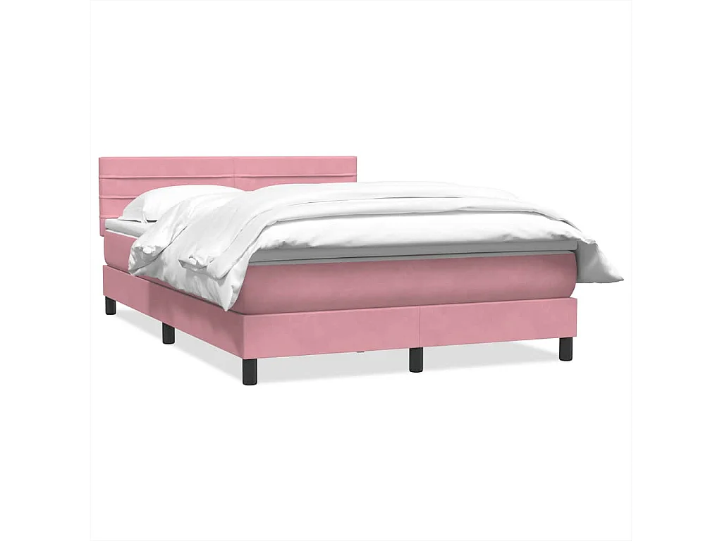Cama box spring con colchón terciopelo rosa 140x220 cm