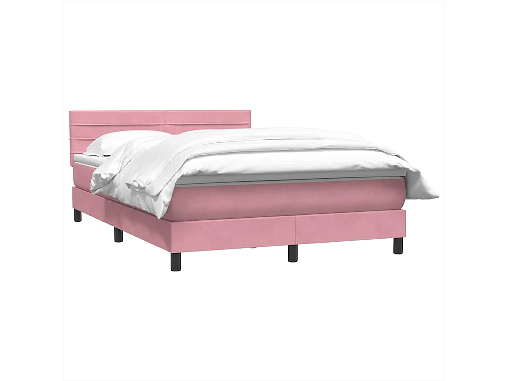 Cama box spring con colchón terciopelo rosa 140x220 cm