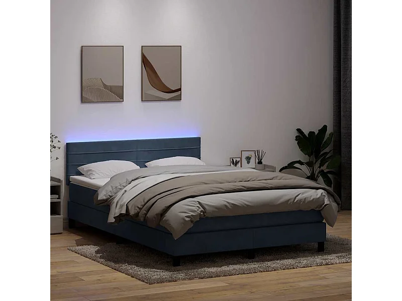 Sommier à lattes de lit et matelas gris foncé 160x210cm velours