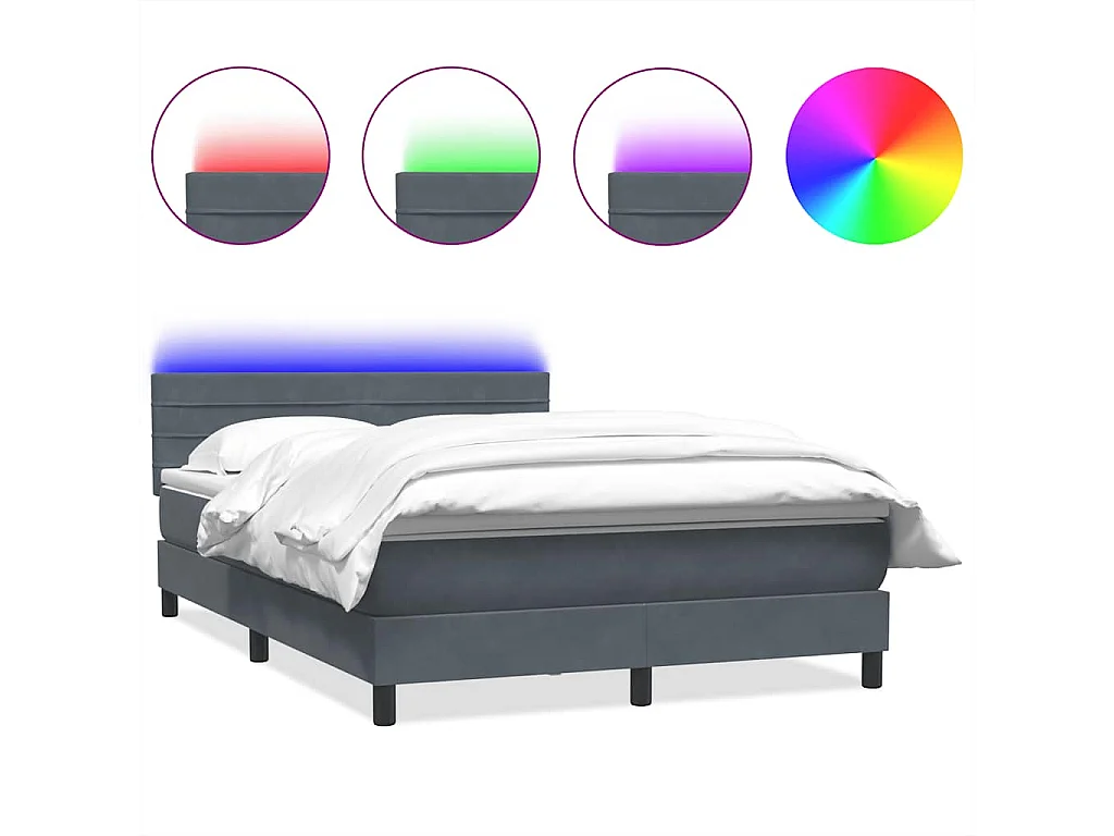 Sommier à lattes de lit et matelas gris foncé 160x210cm velours