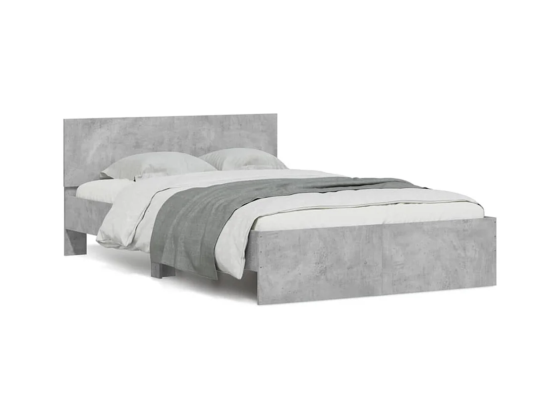 Bedframe met hoofdeinde en LED betongrijs 120x200 cm
