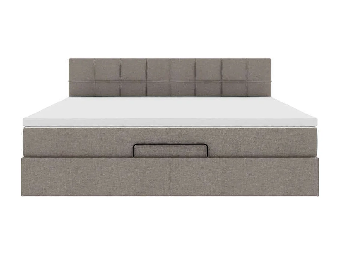 Estructura de cama otomana colchón tela gris pardo 180x200 cm