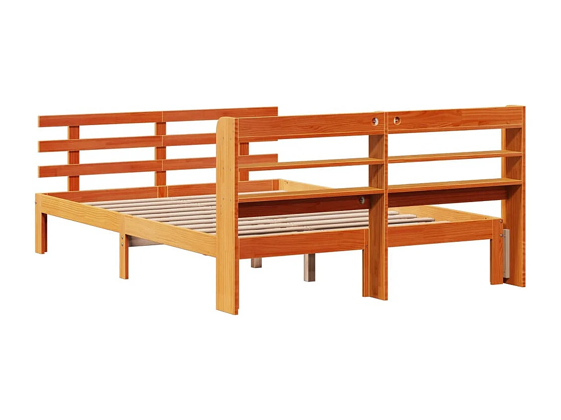 Cadre de lit et tête de lit sans matelas cire marron 120x190 cm