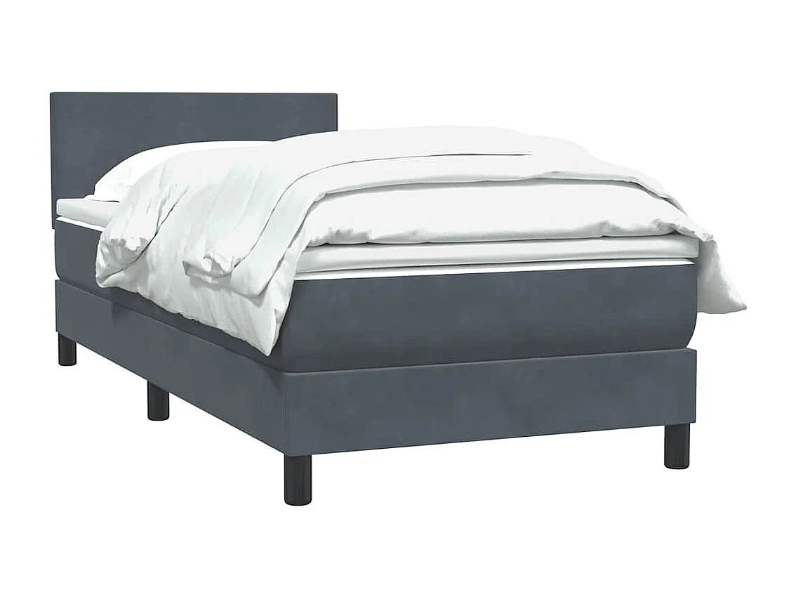 Cama box spring con colchón terciopelo gris oscuro 90x210 cm