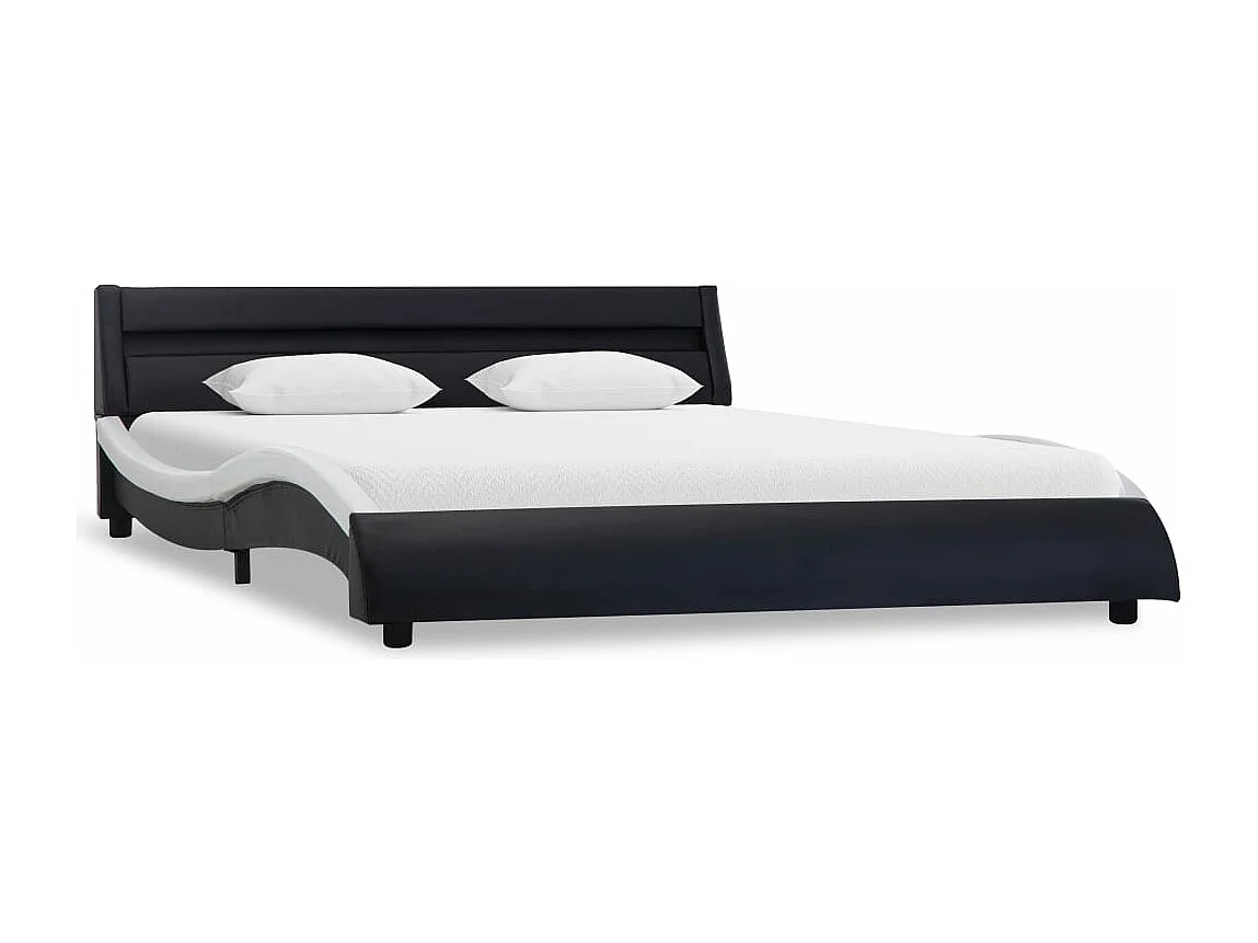 Bedframe met LED kunstleer zwart en wit 180x200 cm