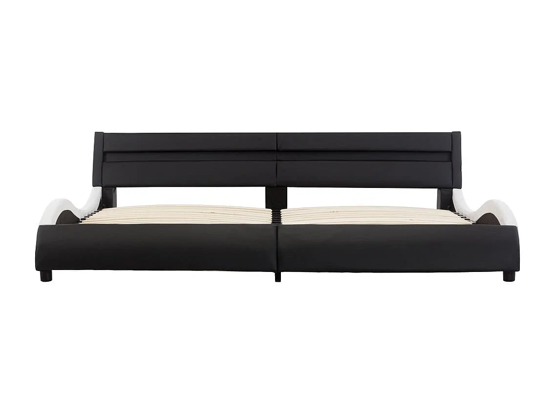 Cadre de lit avec LED Noir et blanc Similicuir 180 x 200 cm