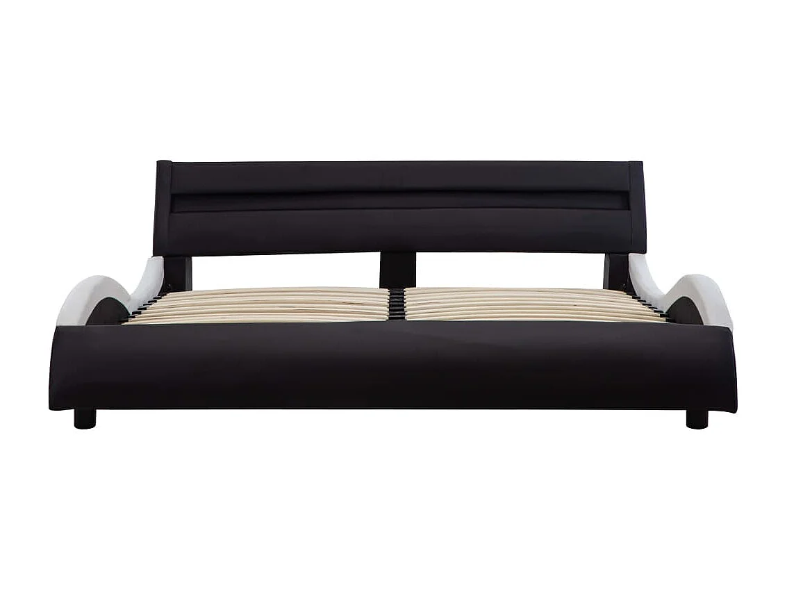 Cadre de lit avec LED Noir et blanc Similicuir 180 x 200 cm