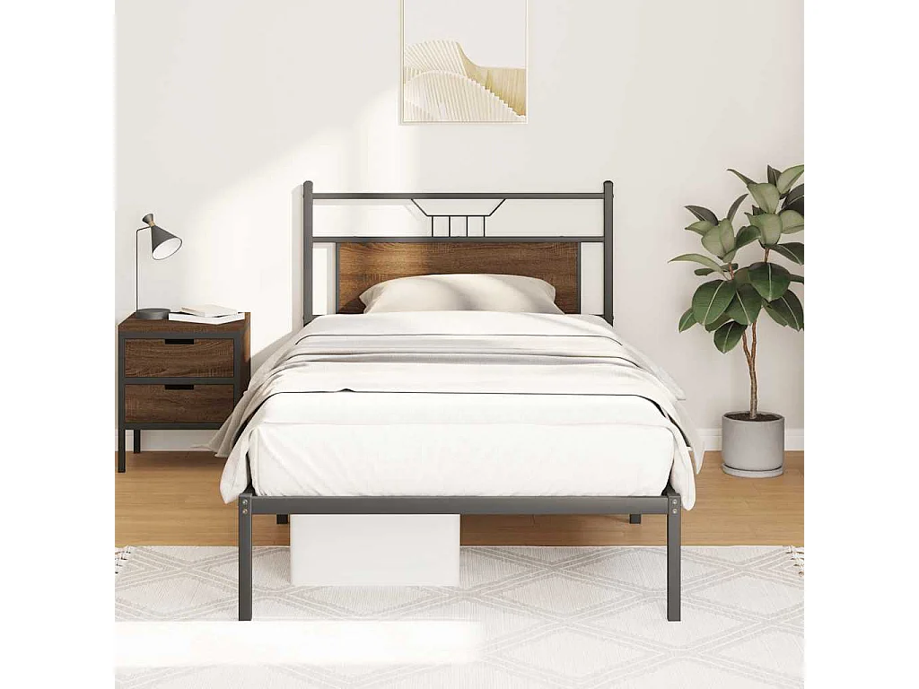 Cadre de lit sans matelas chêne marron 107x203 cm