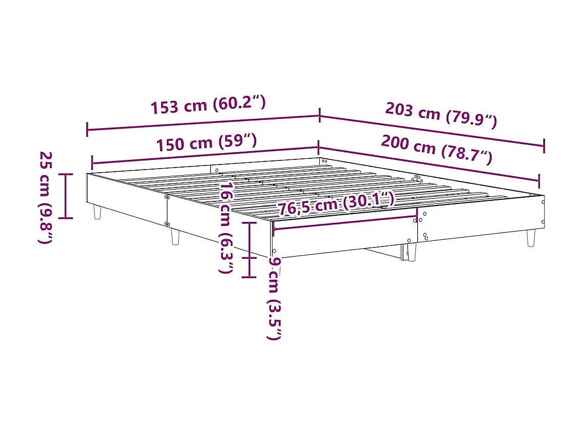 Estructura de cama sin colchón blanca 150x200 cm