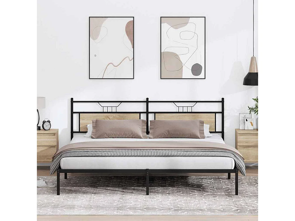 Cadre de lit sans matelas chêne sonoma 193x203 cm