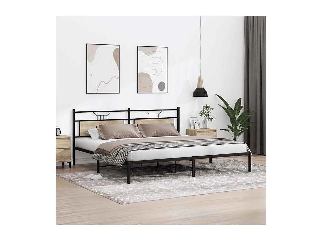 Estrutura de cama sem colchão 193x203 cm carvalho sonoma