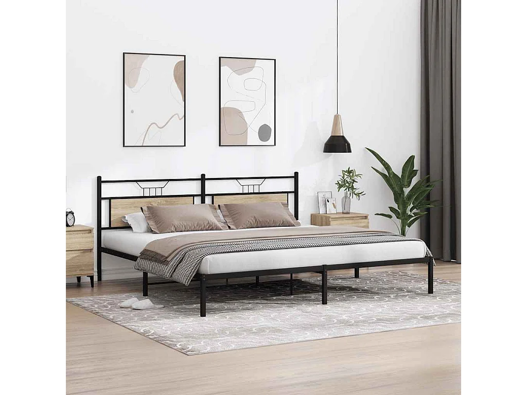 Cadre de lit sans matelas chêne sonoma 193x203 cm