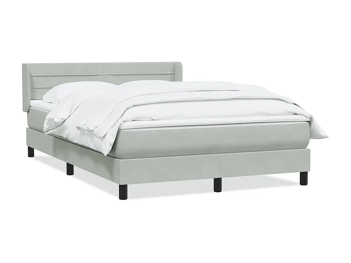 Cama box spring con colchón terciopelo gris claro 160x210 cm