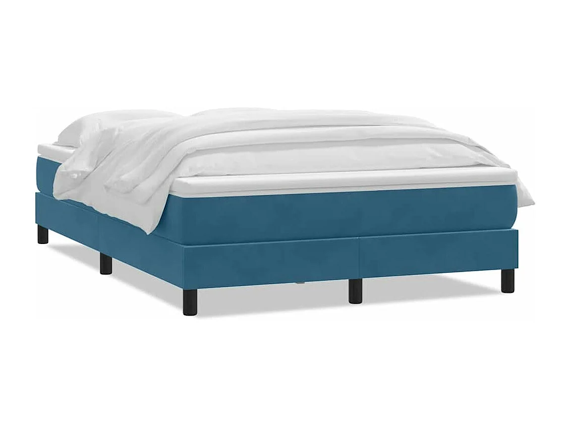Cama box spring com colchão 160x210 cm veludo azul escuro