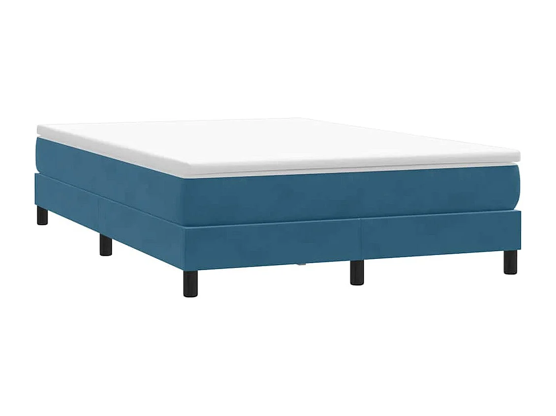 Cama box spring com colchão 160x210 cm veludo azul escuro