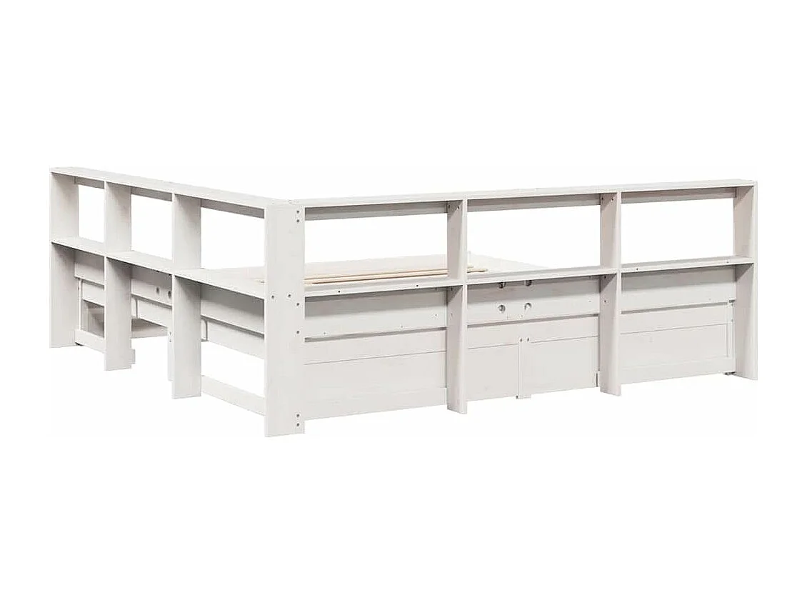 Cama com estante sem colchão 200x200 cm pinho maciço branco