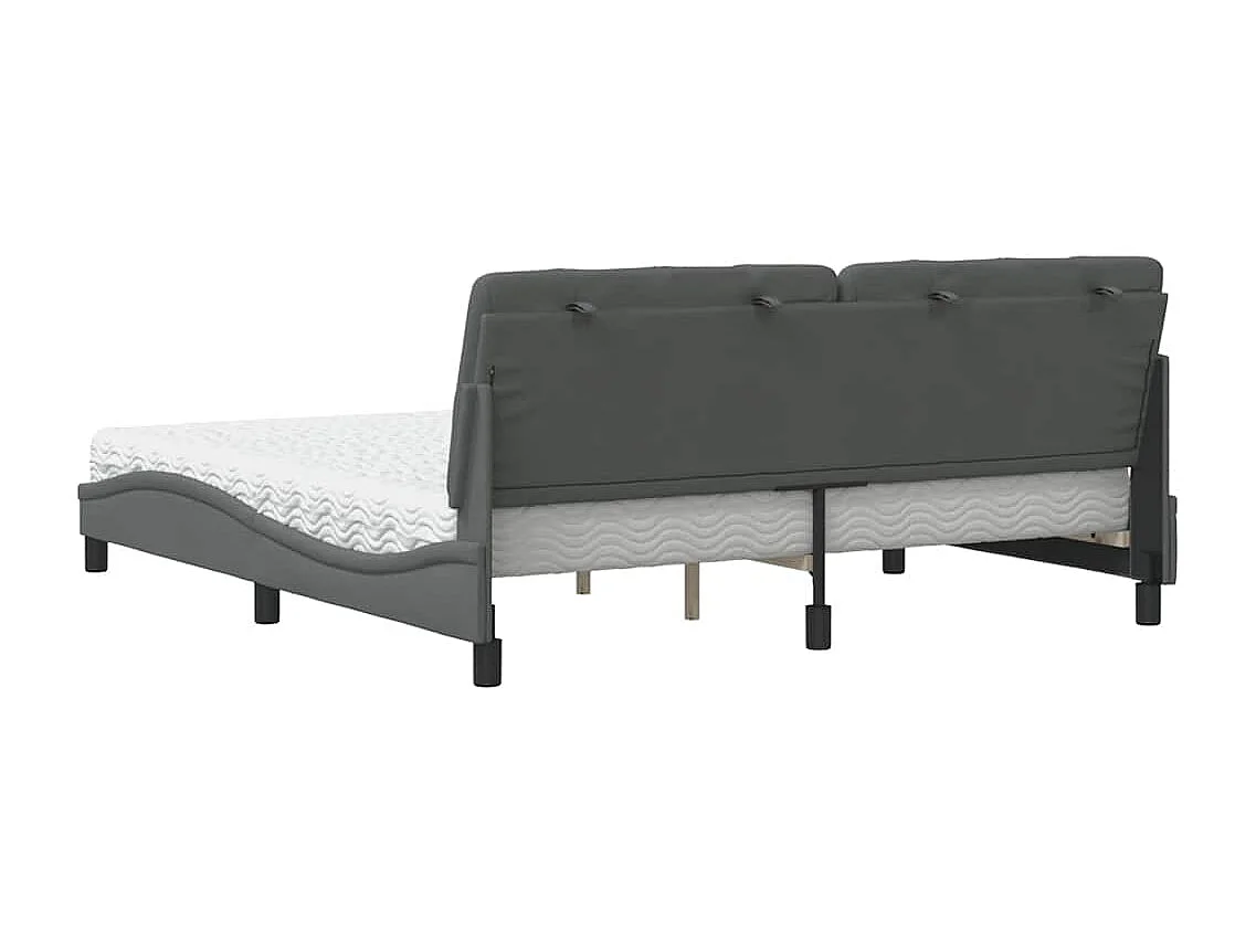 Cama con colchón de tela gris oscuro 180x200 cm