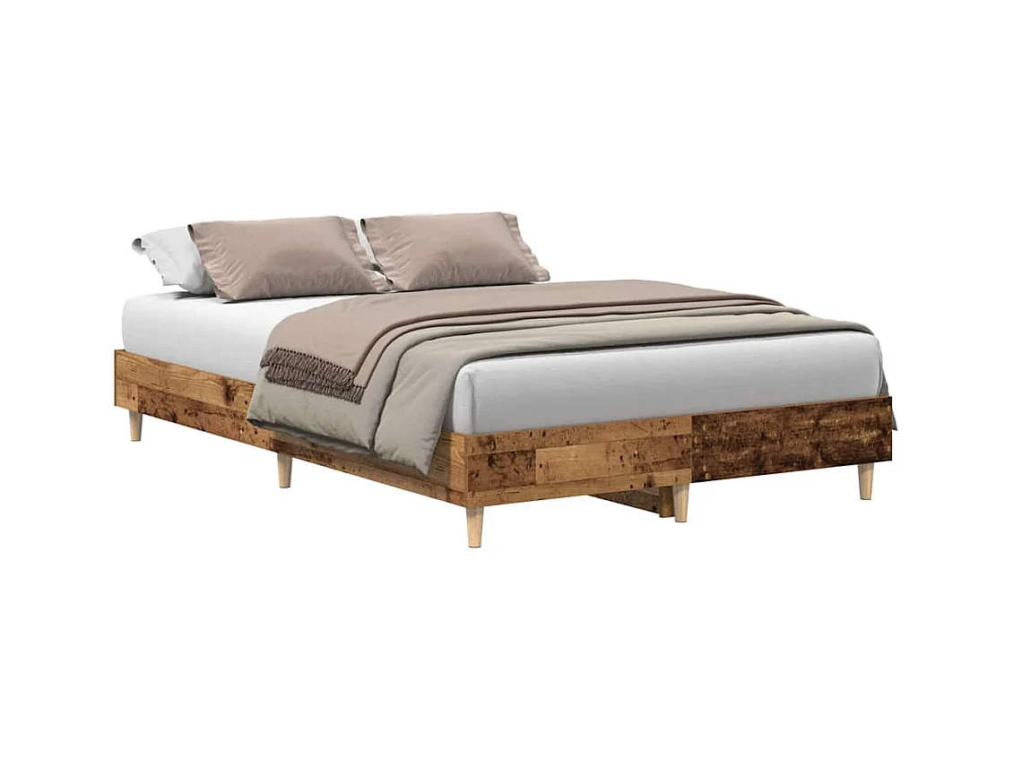 Cadre de lit sans matelas vieux bois 140x190 cm bois ingénierie