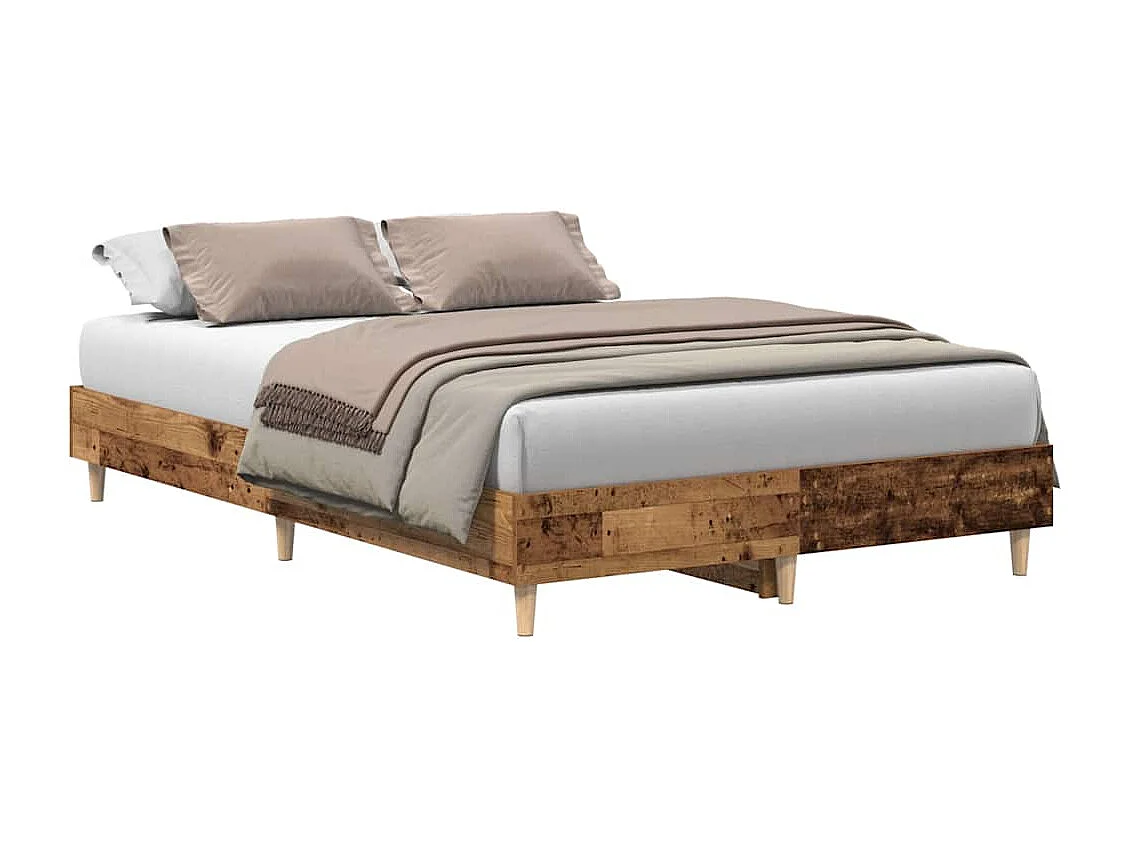 Cadre de lit sans matelas vieux bois 140x190 cm bois ingénierie