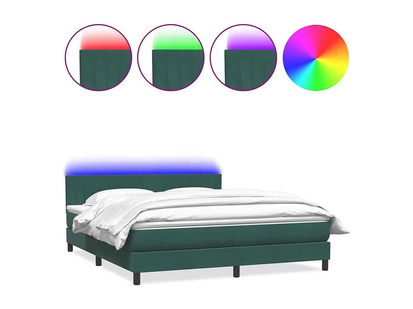 Cama box spring con colchón terciopelo verde oscuro 180x210 cm