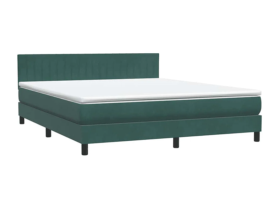 Cama box spring con colchón terciopelo verde oscuro 180x210 cm