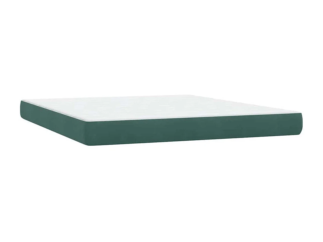 Cama box spring con colchón terciopelo verde oscuro 180x210 cm