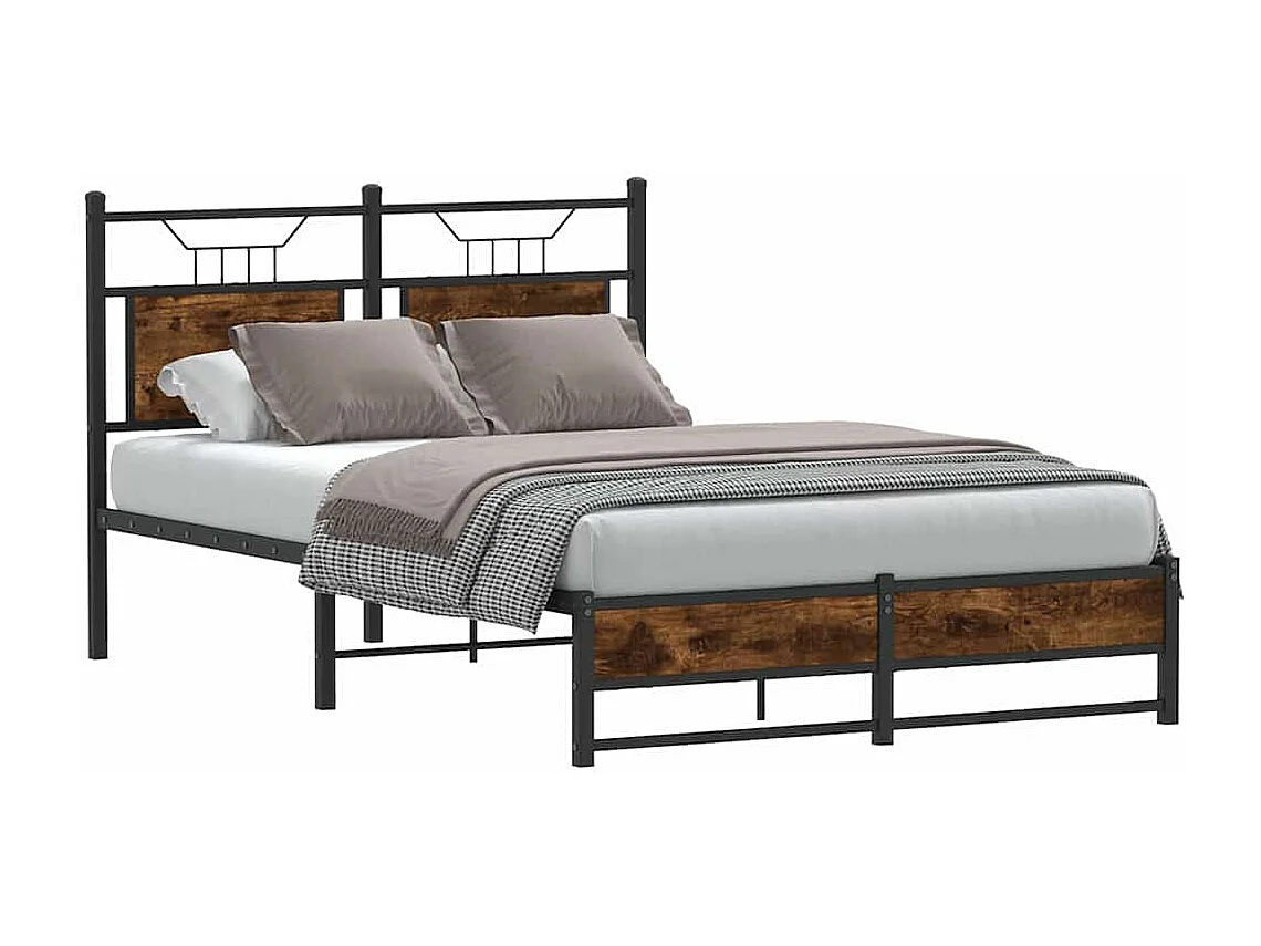 Cadre de lit sans matelas chêne fumé 120x200 cm bois ingénierie