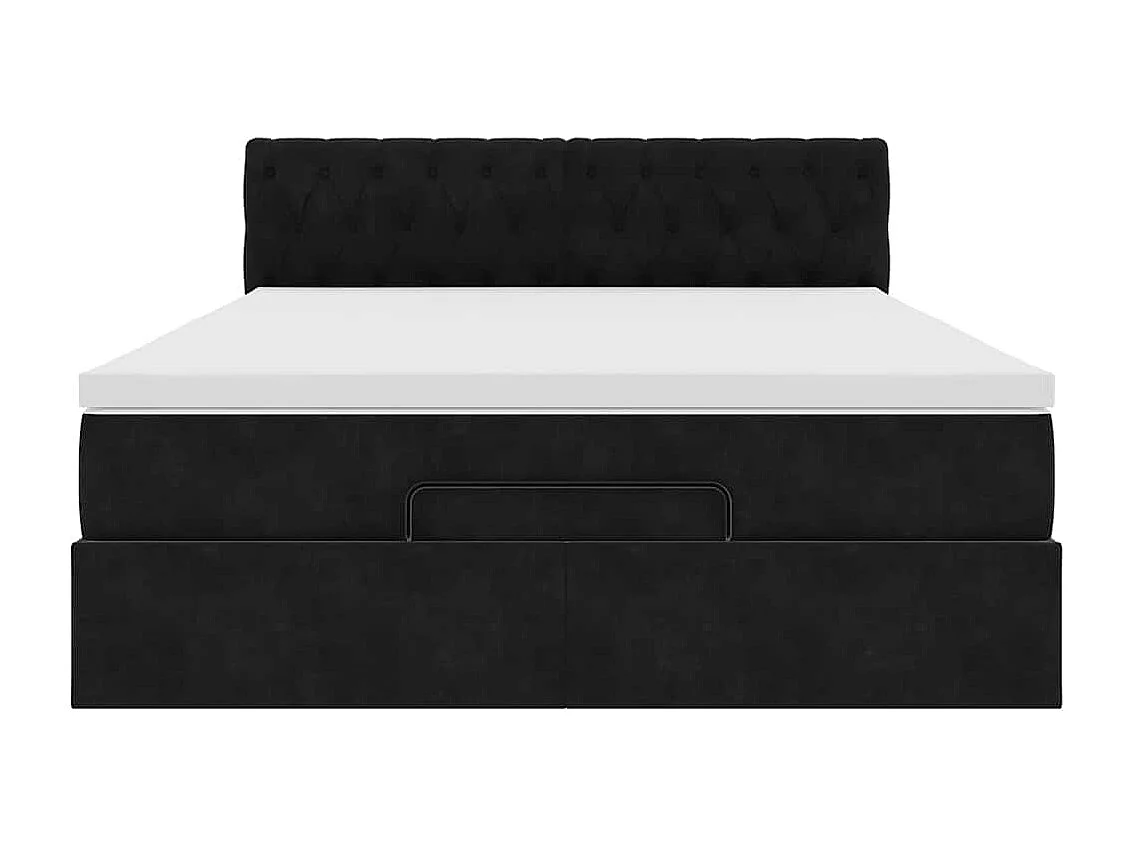 Cadre de lit ottoman avec matelas noir 140x190 cm velours