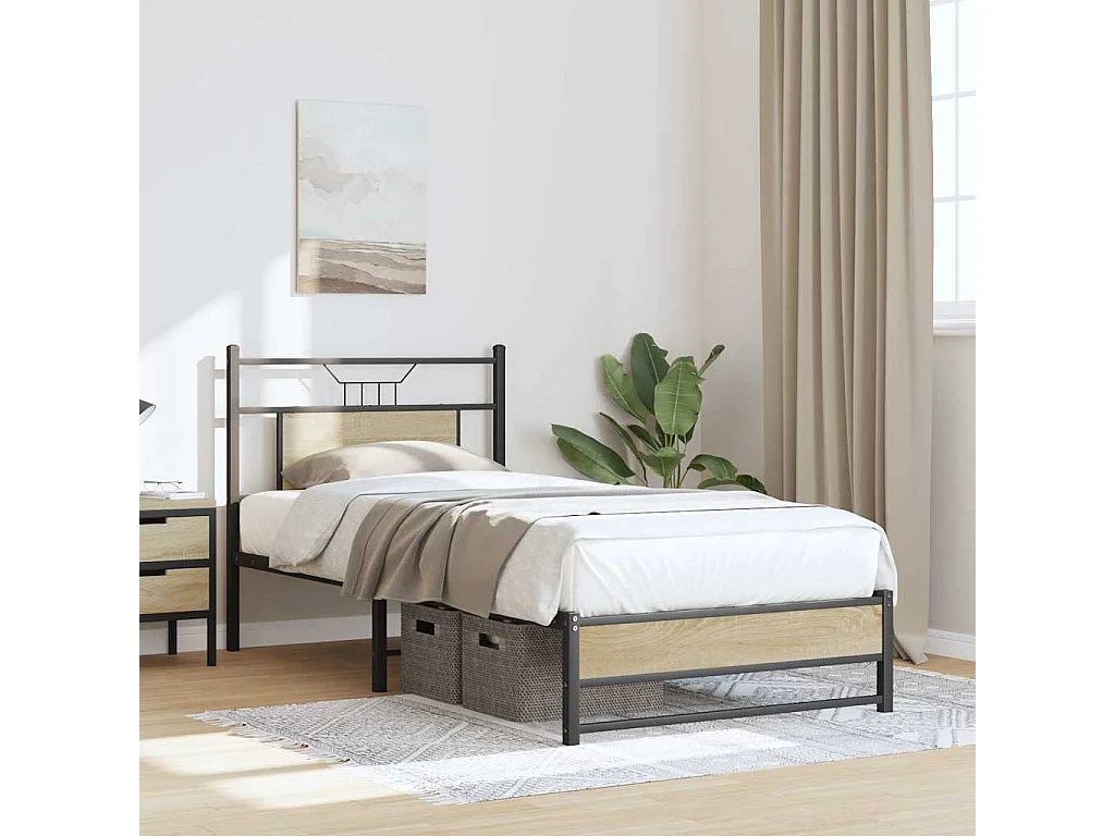 Cadre de lit sans matelas chêne sonoma 75x190 cm