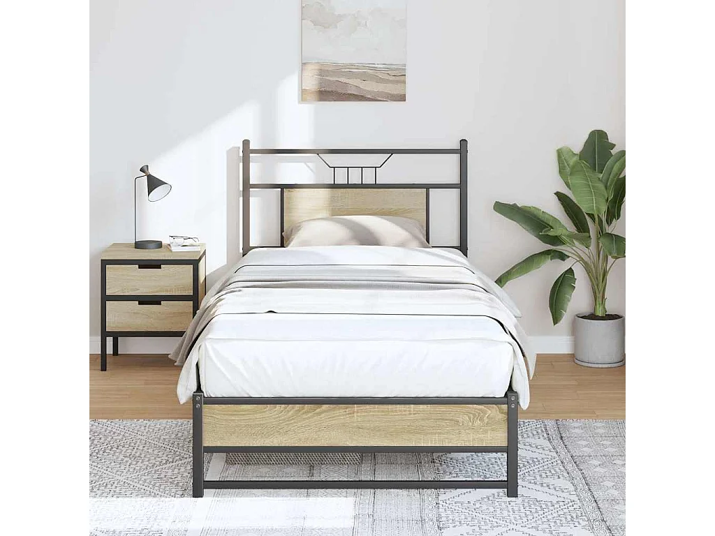 Estructura de cama sin colchón madera roble Sonoma 75x190 cm