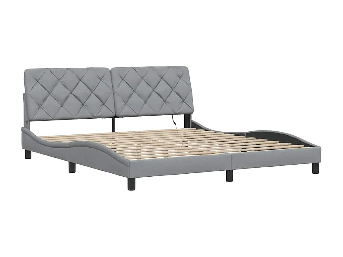 Estructura de cama con LED sin colchón gris claro 180x200 cm