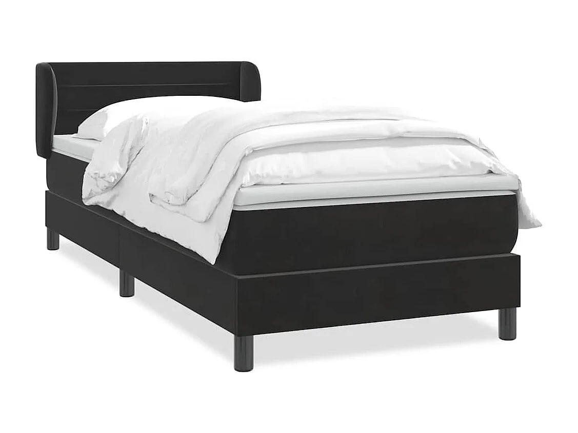 Cama box spring com colchão 90x210 cm veludo preto