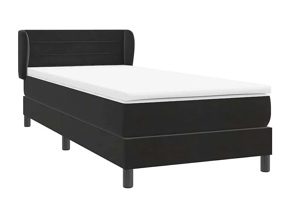 Cama box spring com colchão 90x210 cm veludo preto