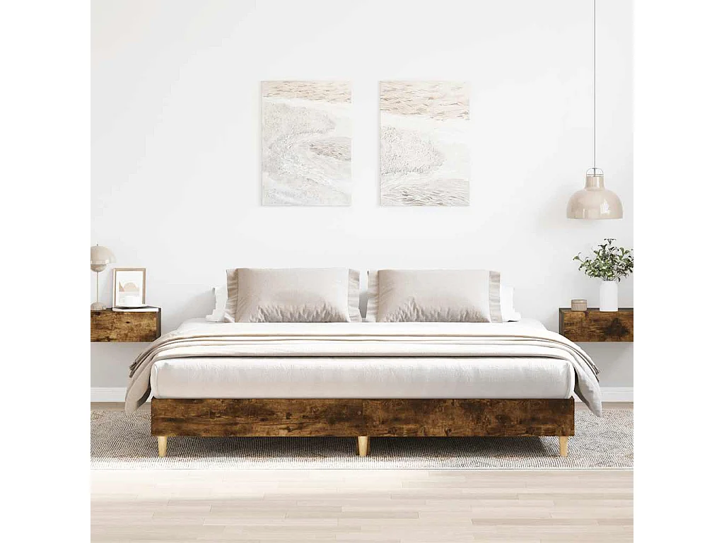 Cadre de lit sans matelas chêne fumé 180x200 cm