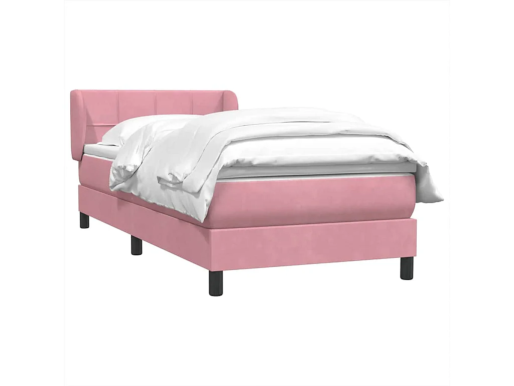 Sommier à lattes de lit avec matelas rose 100x220 cm velours