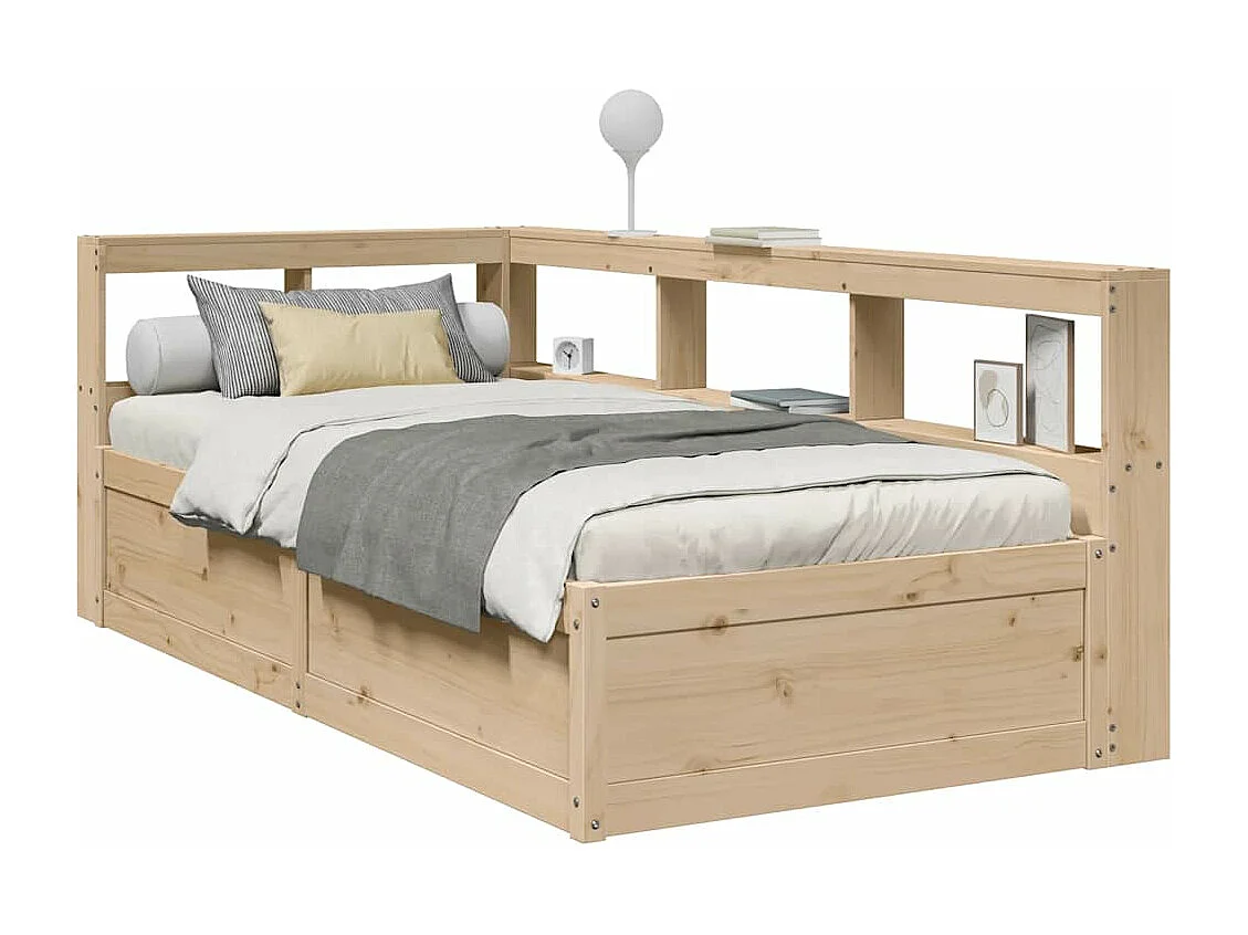 Lit bibliothèque sans matelas 90x200 cm bois de pin massif
